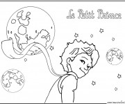 Coloriage Le petit prince et des planètes