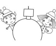 Coloriage Ben et Holly et les boules de no&euml;l