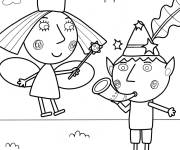 Coloriage Ben et Holly kawaii s'amusent