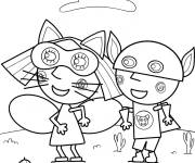 Coloriage Ben et Holly portant des masques