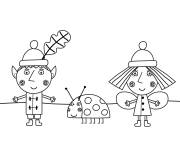 Coloriage Ben, Holly et la coccinelle le Petit royaume de Ben et Holly