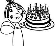 Coloriage F&eacute;e Holly avec g&acirc;teau d'anniversaire