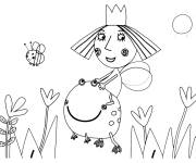 Coloriage Holly et son ami grenouille du petit royaume de Ben et Holly