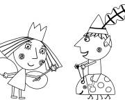 Coloriage Holly, Gaston et Ben du petit royaume de Ben et Holly