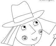 Coloriage Holly portant un beau chapeau de Holly et Ben