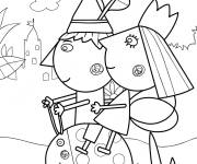 Coloriage L'elfe Ben avec Holly sur leur amis coccinelle Gaston