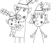 Coloriage Le roi, la reine avec l'elfe Ben du petit royaume de Ben et Holly