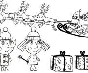 Coloriage P&egrave;re Noel avec Holly et Ben