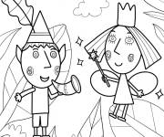 Coloriage Prince et princesse Ben et Holly en volant