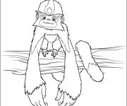 Coloriage Les croods Bapoing  sur une arbre