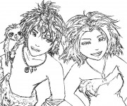 Coloriage Les croods Eep, Guy et Belt dessin