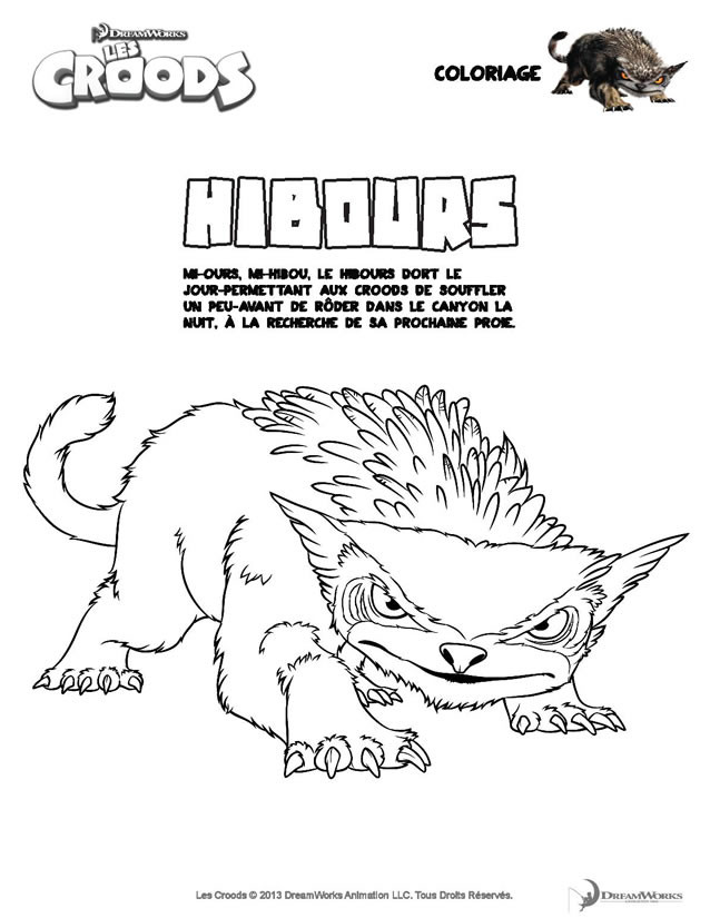 Coloriage et dessins gratuits Les croods Hibours en colère à imprimer