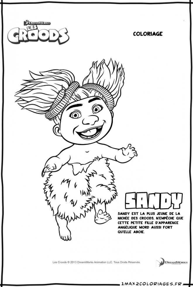 Coloriage et dessins gratuits Les croods Sandy  l’enfant sauvage dessin à imprimer