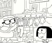Coloriage Alice Green accrochant des chaussettes de No&euml;l