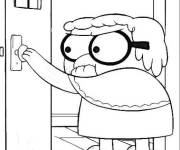 Coloriage Alice Green devant la porte