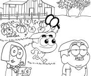 Coloriage Amis de Les Green &agrave; Big City dans la ferme