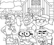 Coloriage Amis de  Les Green &agrave; Big City s'amusent dans la ferme