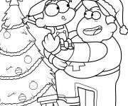 Coloriage Bill et Cricket d&eacute;corent le sapin de noel