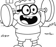 Coloriage Bill green jouant &agrave; la musculation