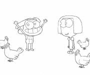Coloriage et dessins gratuit Cricket et Tilly et le poulet à imprimer