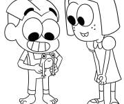 Coloriage Cricket et Tilly Green avec une grenouille