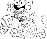 Coloriage Cricket Green au volant de son tracteur