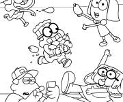 Coloriage Cricket Green et ses amis jouant au ballon d'eau