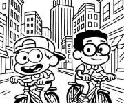 Coloriage Cricket Green et son ami &agrave; v&eacute;lo