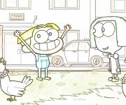 Coloriage Cricket Green et Tilly avec les poulets