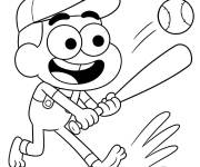 Coloriage Cricket Green jouant au baseball