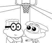 Coloriage Cricket Green jouant au basketball avec son ami