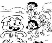 Coloriage Cricket Green joue au foot avec ses amis