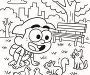Coloriage Cricket Green s'amuse avec les animaux