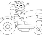 Coloriage Cricket green sur le tracteur