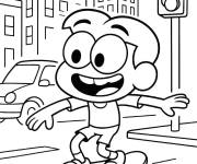 Coloriage Cricket Green sur skateboard