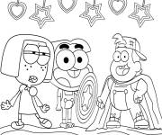 Coloriage Enfants de Les Green &agrave; Big City comme superh&eacute;ros