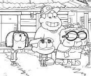 Coloriage Famille Green dans le jardin