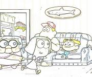 Coloriage Famille Green regardent le film