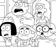 Coloriage la famille de Les Green &agrave; Big City se sentant effray&eacute;e