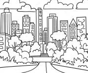 Coloriage La ville de Les Green &agrave; Big City en noir et blanc