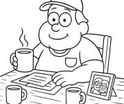 Coloriage Le rituel du caf&eacute; matinal de Bill Green