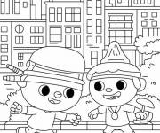 Coloriage Les Green &agrave; Big City style bande anim&eacute;e