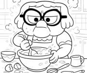 Coloriage Mamie Alice Green cuisine
