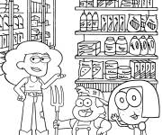 Coloriage Personnages de Les Green &agrave; Big City au supermarch&eacute;