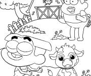 Coloriage Sc&egrave;ne de Les Green &agrave; Big City dans la ferme