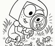 Coloriage Tilly Green &eacute;tudie les insectes