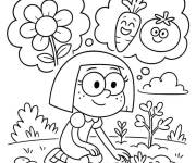 Coloriage Tilly pense des l&eacute;gumes
