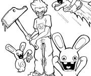 Coloriage Jeu lapins cr&eacute;tins