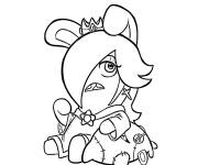 Coloriage La belle princesse Peach des lapins cr&eacute;tins
