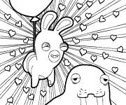 Coloriage Lapin Cr&eacute;tin amoureux et Morses